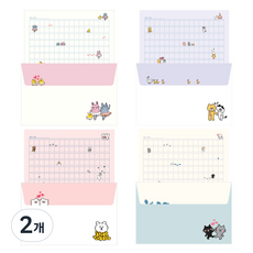 TOCTOC 稿紙信紙4件組, 熊朋友小雞 + 開心貓咪 + 好朋友動物們 + 跳舞的動物