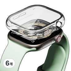 빅쏘 액정 풀커버 초슬림 변색없는 강화유리 일체형 레빅스킨 애플워치 하드 보호 케이스, 투명, 6개