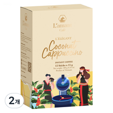 L'amant Cafe 越南椰子卡布奇諾即溶咖啡, 15g, 12條, 2盒