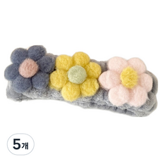 Nalli Sisters 花朵造型洗臉髮帶, 5個, 灰色