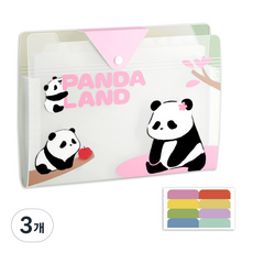 동아피엠에스 A4 12포켓 판다 랜드 아코디언 파일 보관함, 핑크, 3개