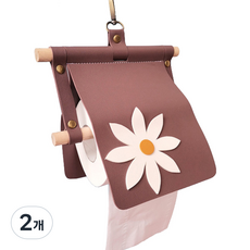 마켓피오 인테리어 플라워 가죽 휴지걸이, 타입 3, 2개