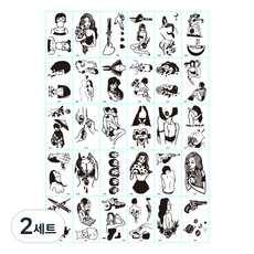 cinnamon girl 兒童款彩色紋身貼紙 30種 30個入組, 2套, E 黑色別緻