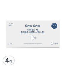 꼼마꼼마 산뜻 비말 마스크 소형 KF-AD, 25개입, 4개, 흰색