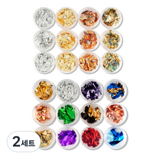 젤로젤로 젤네일 고급 자개 금박 은박 메탈릭 호일 네일 글리터 멀티 12종 + 베이직 12종 세트, 2세트, 혼합색상