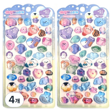 리배낭 3D 입체 스티커 5, 혼합색상, 4개