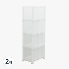 올유리빙 이동식 정리함 4단, 반투명, 2개