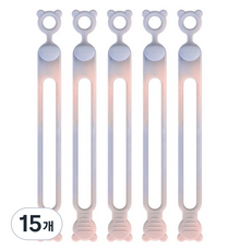 마다꾸미 실리콘 케이블타이 콘세트 선 라인 정리, 43 곰돌이 블루마블, 15개