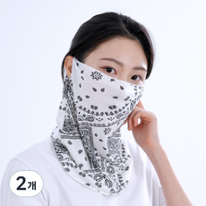 에이빅 스포츠 사계절 자외선 차단 코튼 멀티 넥워머, 화이트, 2개