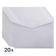 Elothems 橫式按扣塑膠文件袋 A4, 白色, 20個