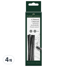 파버카스텔 PITT 목탄 블리스터 스틱 6-11mm x 6p 129398, 4개, 블랙