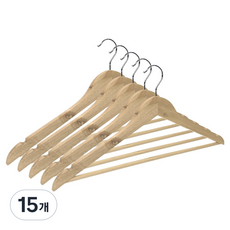 월드크린 원목 옷걸이, 내추럴, 15개