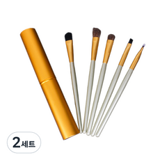 DAY LOViT 彩妝刷具 5支+收納管組, 黃色, 2套