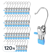 홈바내쓰 논슬립 다용도 스텐 집게걸이, 스카이, 120개