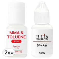韓國 B.Lab ARS BEAULAB 刷頭式膠水 10g + 卸膠液 10g 套組, 2套, 無色, 透明