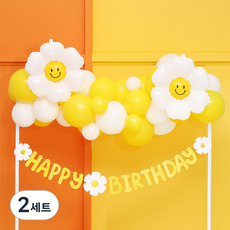 Party Mart 雛菊氣球拉旗雲朵DIY套組 + 雛菊生日拉旗, 混合顏色, 2套