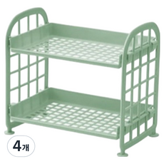 디어모모 화장품 정리함 2단 미니 선반, 그린, 4개