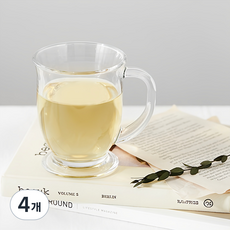 진글라스 받침 머그컵 440ml, 4개 4개