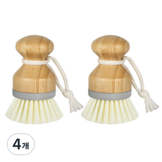 미스터시가 다용도 대나무 뱀부 우드 손잡이형 그립 세척 솔, 그레이, 4개