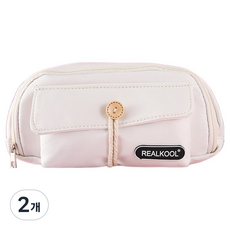 에디피앙 컬러가 돋보이는 3 겹 방수 필통, 화이트, 2개