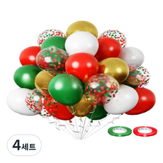 만들하비 컨페티 풍선 30p 세트, 그린레드(랜덤발송), 4세트