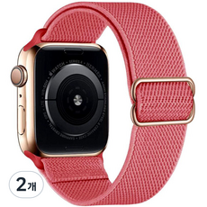 스마트워치 스트레치 나일론 스트랩 42 44mm, 로즈레드, 2개