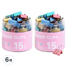 동아피엠에스 서류집게 더블클립 컬러혼합 15mm, 6개, 60개입, 미니