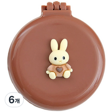 Rosae 馬卡龍小熊與兔子氣墊鏡梳, 坐姿兔子棕色, 6個