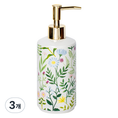 THE ZAKKA 花卉陶瓷浴室多用途分裝瓶, 3個, 白色