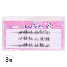 IHara 橫向3排 免膠水Lucky Lash人造假睫毛, 黑色, 3個