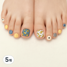 ItTem SHOP 充滿夏日風情條紋設計足部美甲貼, 5個, 香蕉流行