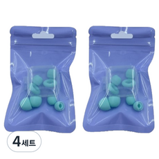 Misoroun 飛機用睡眠矽膠耳塞 2p + 耳帽 4p + 收納盒組 薄荷綠, 4套