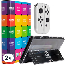 HOHOO 任天堂 Switch OLED 凝膠硬殼 全包覆 透明 輕薄貼合 保護殼, 單一商品, 2個, 單一顏色