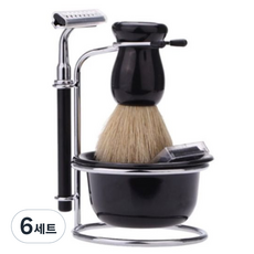 優質男人拉麵刮鬍刀組合, 剃須刀架 + 泡沫板 + 刷子 + 專用剃須刀 + 備用剃須刀片 5p, 6組