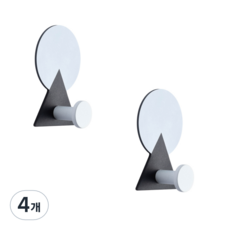 더벨라 북유럽풍 강력 접착 메탈 후크걸이, B형, 4개