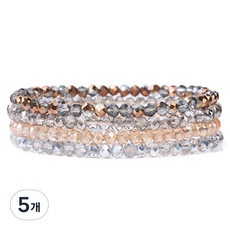 Homecell 瑜珈冥想彈性手鍊 金色混搭 18cm, 5個