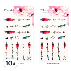 PASSET 水彩紋身貼紙, WT34, 10個