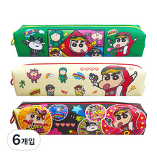 필박스 짱구는 못말려 미니사각 봉제필통, 랜덤 발송, 6개입