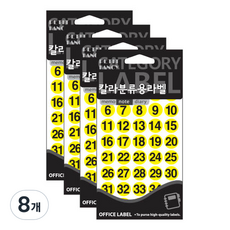 Petit 數字彩色分類用標籤貼紙 黃色 20-414, 8個