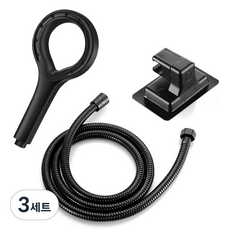 모나코올리브 심리스 집중호우 샤워기 소낙B + 호스 + 각도조절 거치대 세트, 3개, 블랙