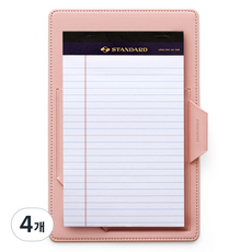 퍼니메이드 가죽 커버 노트패드 홀더 A5 + 노트패드 세트, 로맨틱핑크, 4개