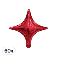 PARTY 09 四角星形鋁箔氣球, 紅色, 60個