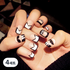 스타 아이 프렌치 네일팁 C18 24p + 양면스티커, 혼합색상, 4개