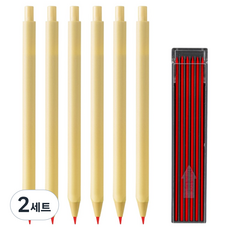 DGRM 評分色鉛筆 黃色 6入 + 紅色替換筆芯 12入 套組, 2套