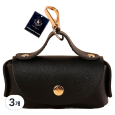 딩동펫 반려동물 프리미엄 휴대용 가죽 풉백 파우치, 블랙, 3개, 1개입