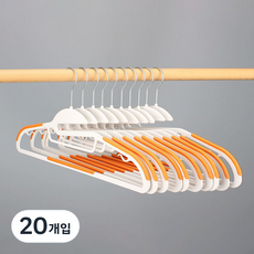 원모아 미끄럼 방지 고급 플라스틱 옷걸이, 오렌지, 20개입