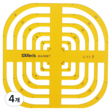 SaNKI's 模板繪圖模型尺 正切半徑 114 x 114 mm NO.842687, 單一顏色, 4個