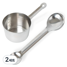 칼백화점 국산 스텐 계량컵 200ml + 눈금없는 양쪽 계량스푼, 2세트