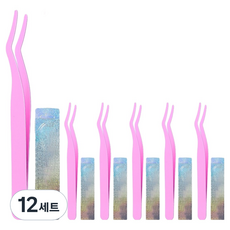 Baummiru 睫毛鑷子 + 卡片組, 全粉色, 12套