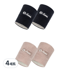 아사나 트레이닝 스포츠 컴프레션 손목 밴드 2p, 블랙 + 베리 스무디, 4세트